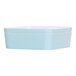 A blue square melamine container with a lid.