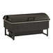 A black rectangular Cal-Mil wood chafer with a lid.
