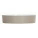 A white melamine bowl with a grey rim.