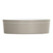 A round white melamine bento box with a lid.