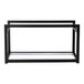 A black powder-coated stainless steel frame with LED lights.