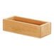 A wooden rectangular Cal-Mil condiment organizer with glass jars inside.