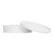 A white Cal-Mil round melamine bento box with lid.