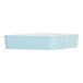 A light blue square Cal-Mil melamine bento box with a white rim.