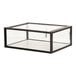 A black metal Cal-Mil bakery display case with a glass top.