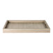 An Eastern Tabletop rectangular high-pressure laminate riser tray with handles on a table.