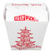 A white 8 oz. microwavable paper take-out container with a red pagoda design and 'Thank You' printed on the top.
