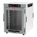 A white Metro HotBlox countertop heated holding cabinet with clear doors.
