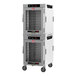 A white Metro heated holding cabinet with stacked clear doors.