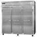 A Continental Refrigerator reach-in freezer with four solid doors.
