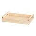 A wooden TRAY ROOMSRVC with handles.