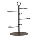 A black metal Cal-Mil cocktail tree stand with six rings.