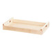 A blonde wood room service tray with handles.