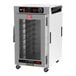 A Metro HotBlox narrow heated holding cabinet with a clear door.