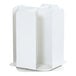 A white rectangular metal soup cup holder with 4 compartments.