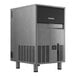A large rectangular stainless steel metal box with a black top.