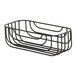 A black metal Madison wire basket with a handle on a counter.
