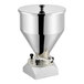 A stainless steel 8-liter hopper designed for the Pavoni Dosiplus Pro electric donut and pastry filler.