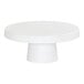 A white round Cal-Mil cake pedestal on a white base.