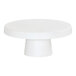 A white round Cal-Mil melamine pedestal.
