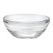 A clear Duralex glass bowl.