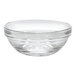 A Duralex clear glass bowl with ripples.