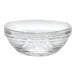 A clear glass Duralex Gigogne bowl.