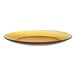 A Duralex glass dessert plate with a yellow rim.