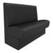 A QA Group ebony channel back restaurant booth with black leather.