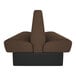 A brown double back booth with a black base.