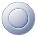 A white plate with a circular edge and a blue rim.