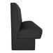 A QA Group Cascade ebony channel back booth with a black leather bench.