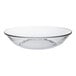 A clear glass bowl with a rim.