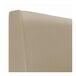 A close up of a fawn plain leather headboard on a QA Group 1/2 Circle booth.