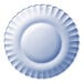 A close-up of a white Duralex Picardie Marine glass dessert plate with a scalloped edge.