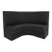 A QA Group ebony plain curved booth with a 3/4 circle back.