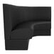 A QA Group ebony curved booth with a curved back.