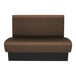 A brown and black rectangular bench with a metal base.