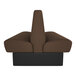A brown double back booth with a black base.