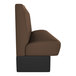 A brown tufted booth with a black base.