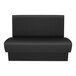 A QA Group Cascade ebony restaurant booth with black leather and a white stripe.