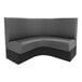 A graphite grey and black 1/2 circle booth.
