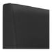 A QA Group ebony curved corner booth with black leather upholstery.