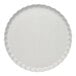 A white Sophistiplate dinner plate with a scalloped edge.