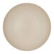 A taupe Cal-Mil Charlotte plate with a circular pattern.