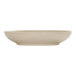 A taupe melamine bowl with a curved edge.