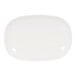 A white Cal-Mil melamine oval plate with a raised rim.