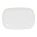 A white rectangular Cal-Mil melamine plate with a raised rim.