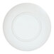 A close up of a white Cal-Mil coupe melamine bowl with a circular pattern on it.