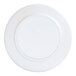 A white plate with a round edge.